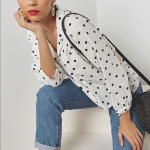 Topshop Polka Dot Double Breasted Shirt